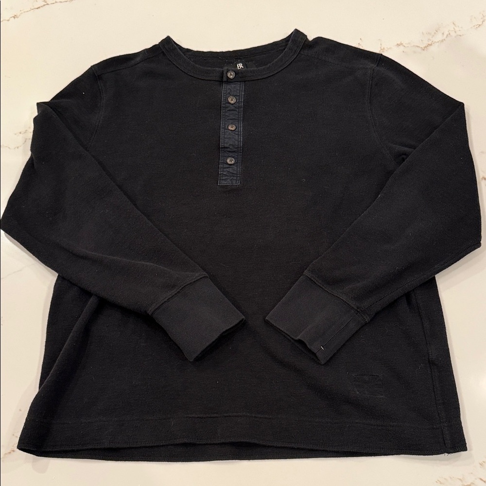 Banana Republic Black Henley Pullover Sweatshirt Men’s Large
